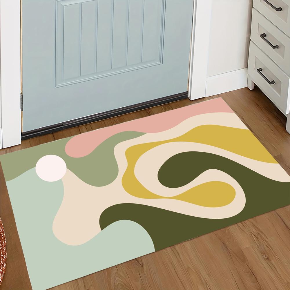 AbstractSwirl Doormat Non Slip Water Absorbent Entrance Floor Mat Modern Geometric Front Door Rug Room Decor