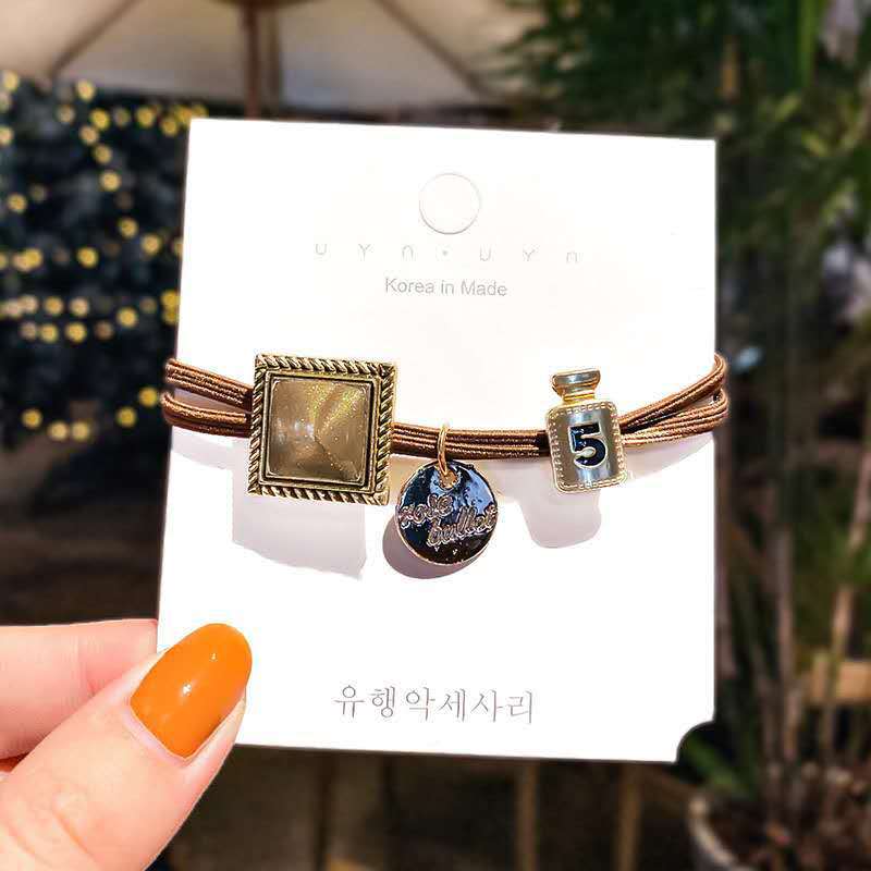 Korean Elegant Hair Rope Bracelet Scrunchie Women Elastic Hair Rubber Bands Accessories For Girls Tie Hair Ring Headdress Holder