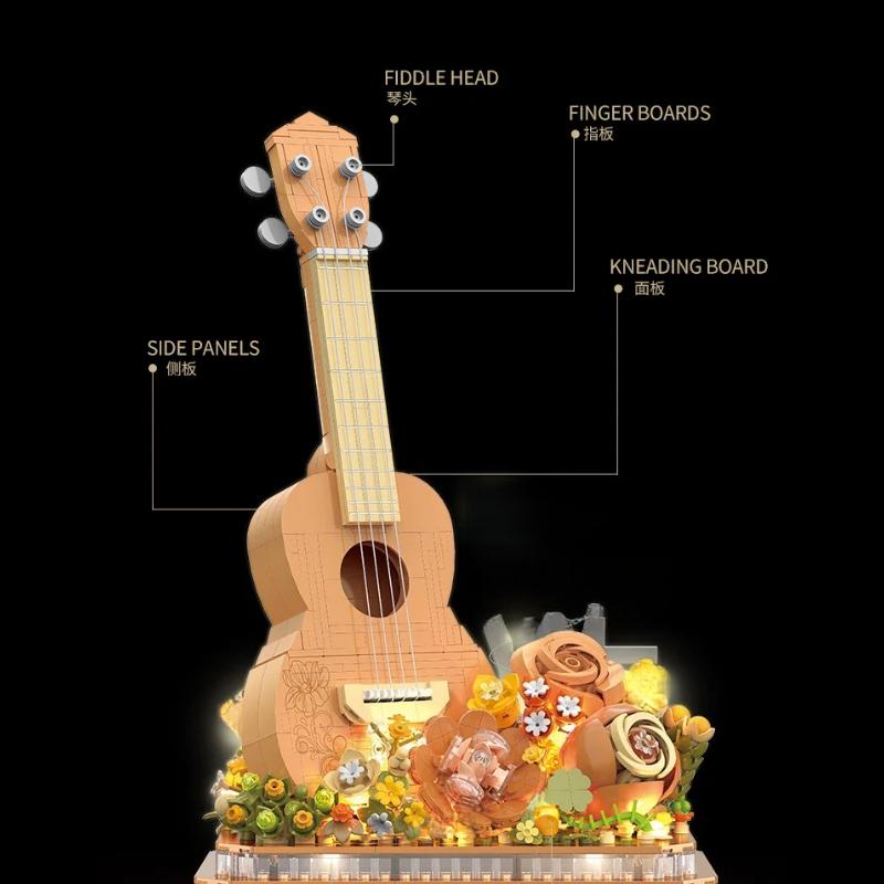 Ukulele Music Building Model Ukulele Valentine'S Day Gift Building Block Toy