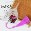 Chinese Bodhi Leaf Bookmark: Floral Ink Wash Style with Peach Blossom, Peony, and Lotus
