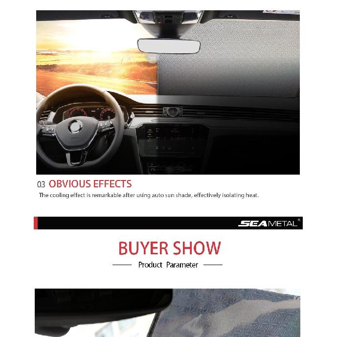 SEAMETAL Car Windshield Sun Shade Front Window Sun Protection Cover Suction Cup Sunshade Aluminum Foil UV Reflection