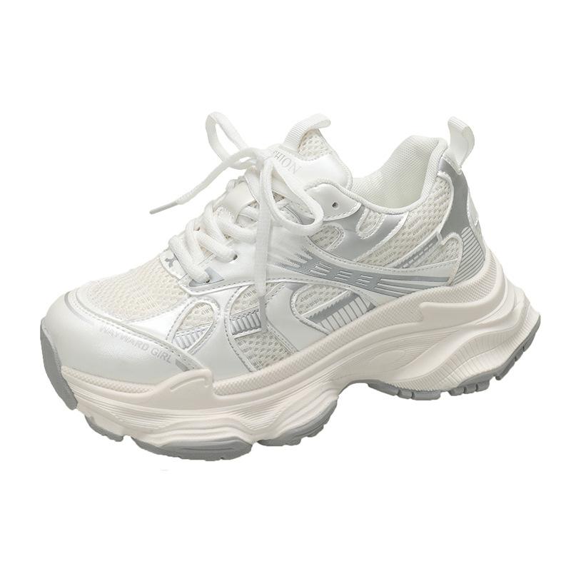 

Retro heightening and showing feet, small platform dad shoes, women s 2025 new autumn breathable casual and lightweight sports shoes 40 бежевий