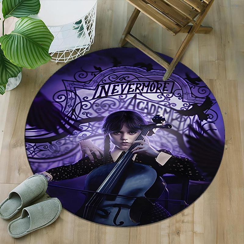 1pc Addams Family Wednesday9 Print Round Carpet Chair Round Carpet Suitable for Bedroom Living Room Home Decorative Carpet