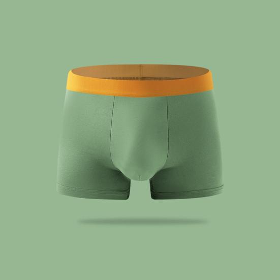 Men Boxer Underwear Elastic Mid-rise Tight Cut High Elasticity Shorts Panties Patchwork Color U-Convex Breathable Panties