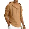 Men's Plus Size Linen Long Sleeve Hoodie, Casual Color Pullover