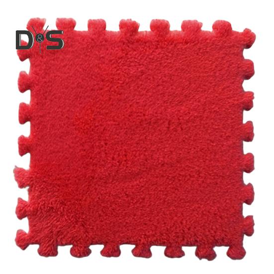 Plush Puzzle Carpet Interlocking Floor Mat DIY Non-Slip Carpet Tiles Baby Playmat for Living Rooms Bedroom Playroom Children's Rooms