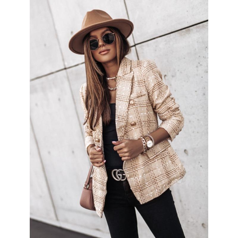 IHUASU Damen Vintage Casual Herbst Winter Langarm POLO-Ausschnitt Jacken & Mäntel
