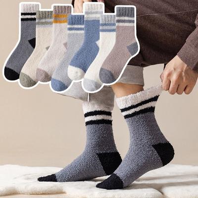 1Pair Winter Coral Velvet Socks Thickened Soft Multicolor Cotton Socking Fluffy Warm Floor Socks For Men Women
