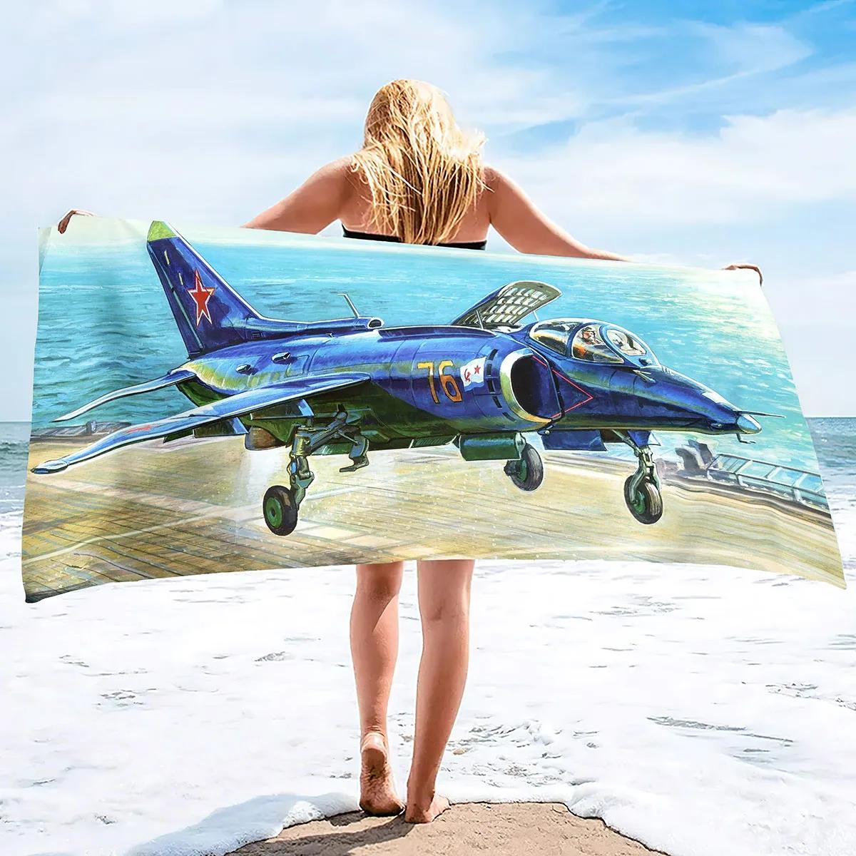 

Microfiber Beach Towel Quick Drying Lightweight Bath Travel Towels Oversized Beach Blanket Sand Free Towel Airplane Printing W40*H60(CM)