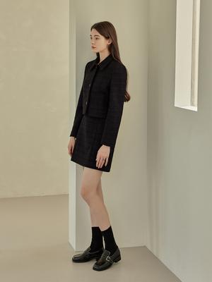 A.RIFF Dia Tweed Skirt_A Leaf Tweed Mini Skirt Black