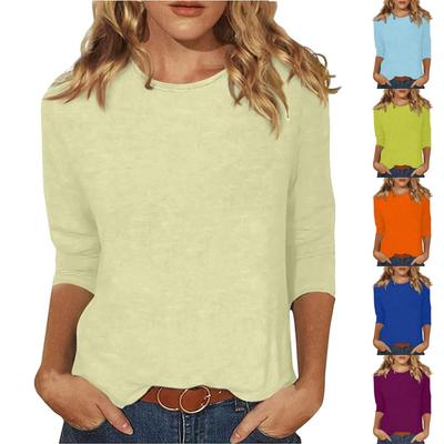 Women's Fashion Daily Versatile Casual O-Neck Three Quarter Sleeve Printed Top