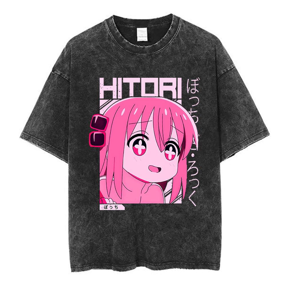 Vintage Washed Bocchi The Rock Ijichi Nijika Yamada Ryo Gotoh Hitori Kita Ikuyo Tshirt Kessoku Band Print T-shirt Men Women Tees