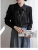 Women's 2025 Spring Satin Long-Sleeve French Drape Shirt for Professional Interviews