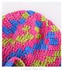 Dopamine Rainbow Color Matching Pleated Lotus Leaf Lace Knitted Bucket Hat Women'S Autumn And Winter Handmade Crochet Wool Hat