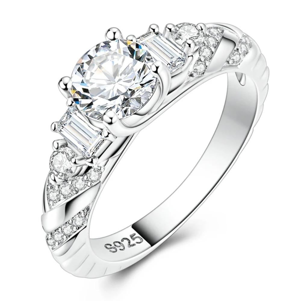 925 Silver Shine Zircon Ring Original Stone Multi Layer Wide Rings For Women Fine Jewelry Wedding Party Gift