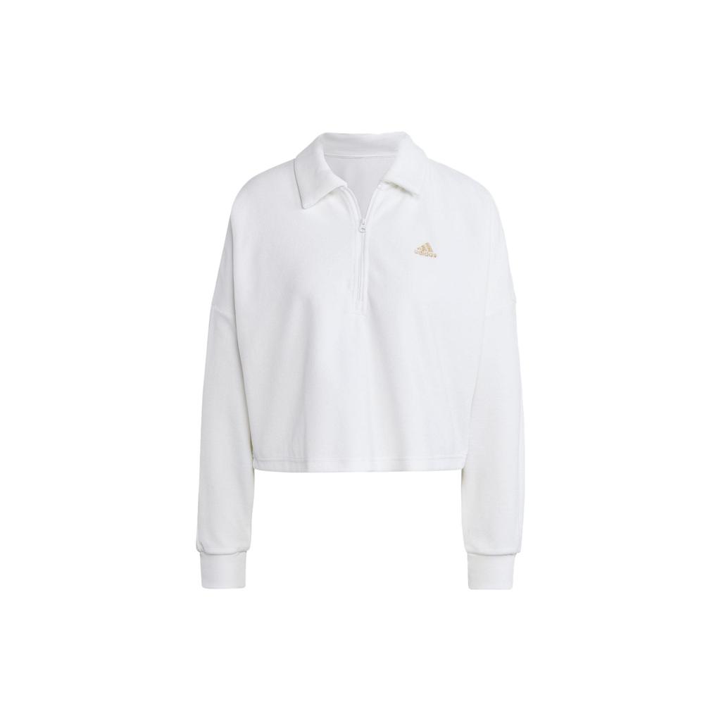 Adidas Letter Print Sports Casual Pullover Sweatshirt Women Sweatshirt White Gold IA3175