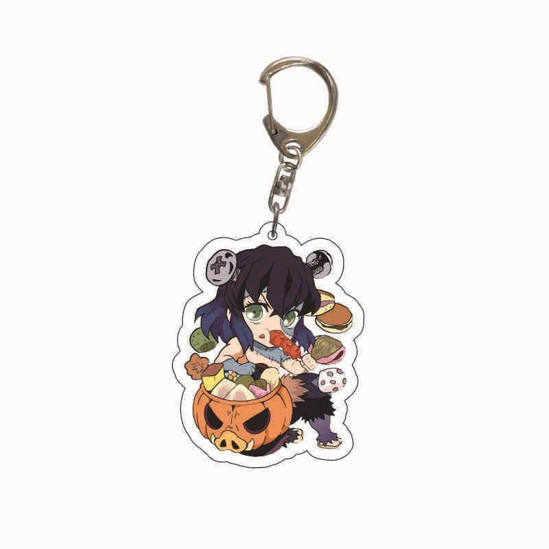Demon Slayer Anime Acrylic Transparent Keychain Cute Accessories Food Theme Pendant Charm Decor Gift Fans Collection for Carry Mini Lightweight