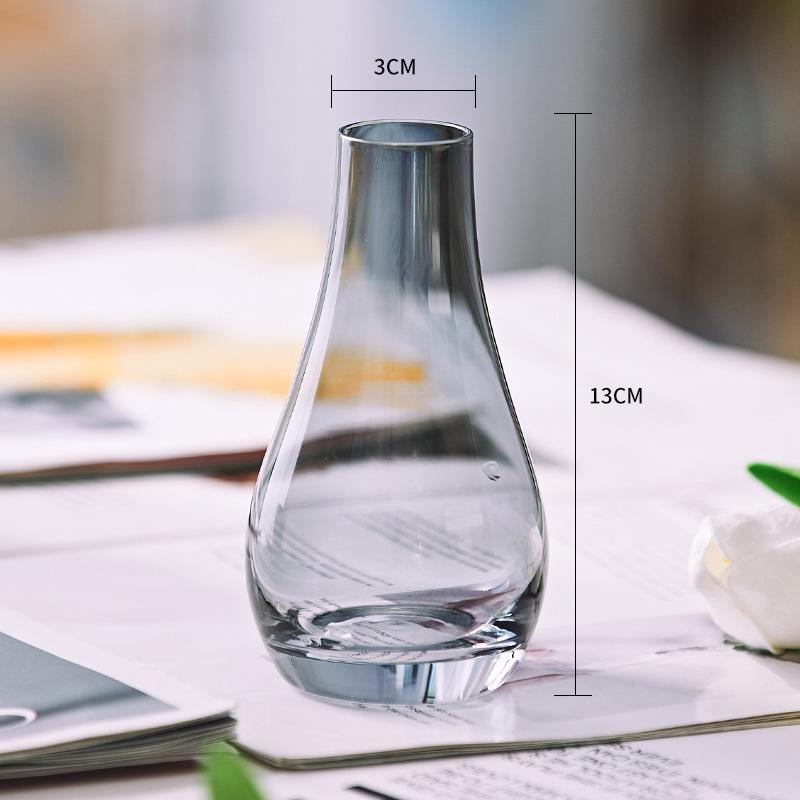 Mini Ins Style Glass Bud Vase, Small Clear Hydroponic Flower Vase, Tabletop Floral Decor for Home Dining Hotel Wedding