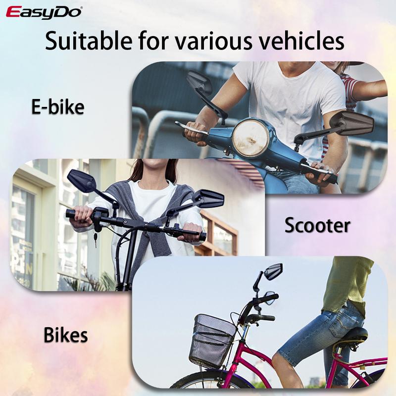 EasyDo Bicycle Rearview Handlebar Mirrors 360 Degree Rotate Cycling Rear View MTB Bike Handle Rearview Mirror