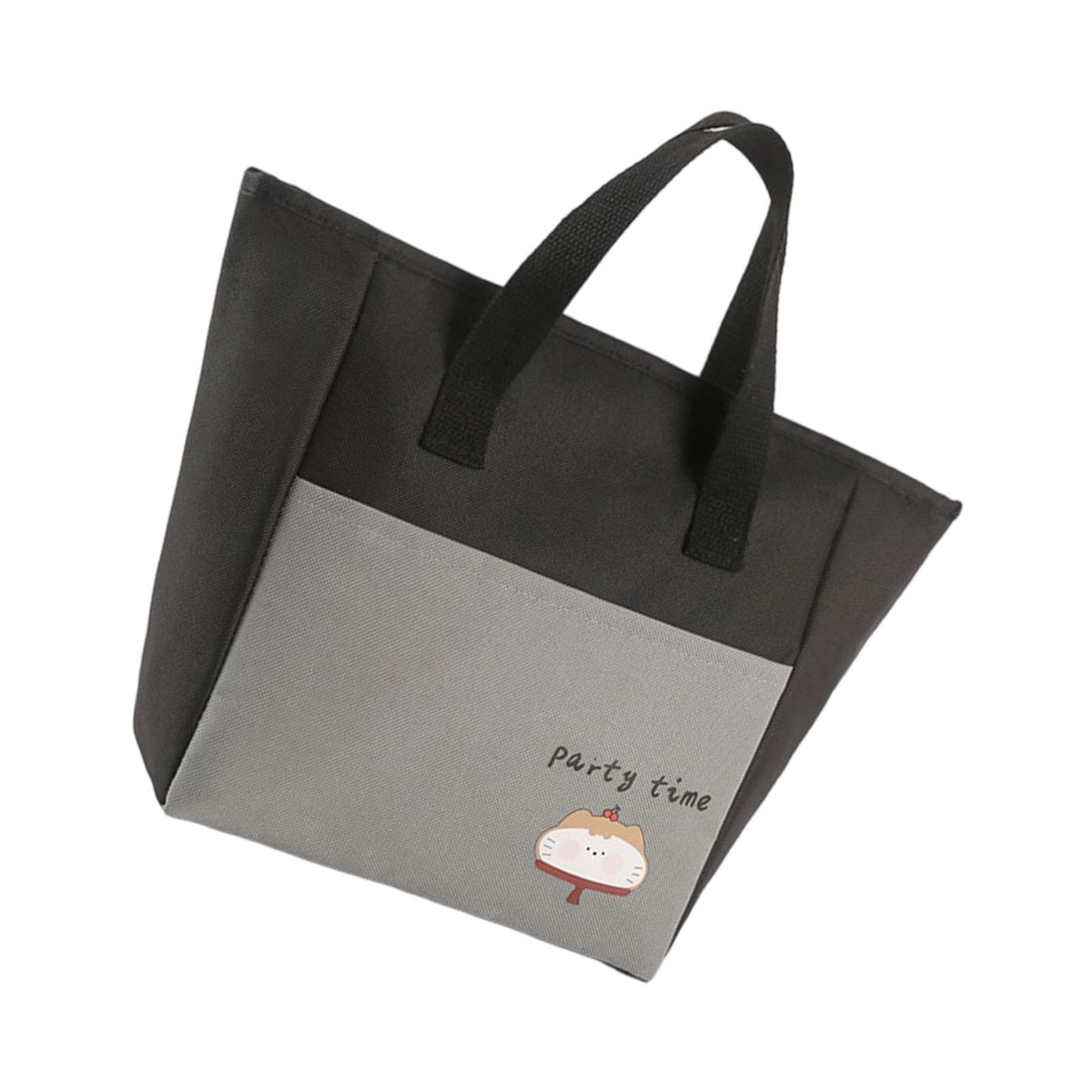 

Сумка для ланча Термосумка-холодильник Многоразовый ланч-бокс Ручная изолированная сумка Сумка-холодильник Мультяшный ланч-бокс для женщин и мужчин 2 чёрный