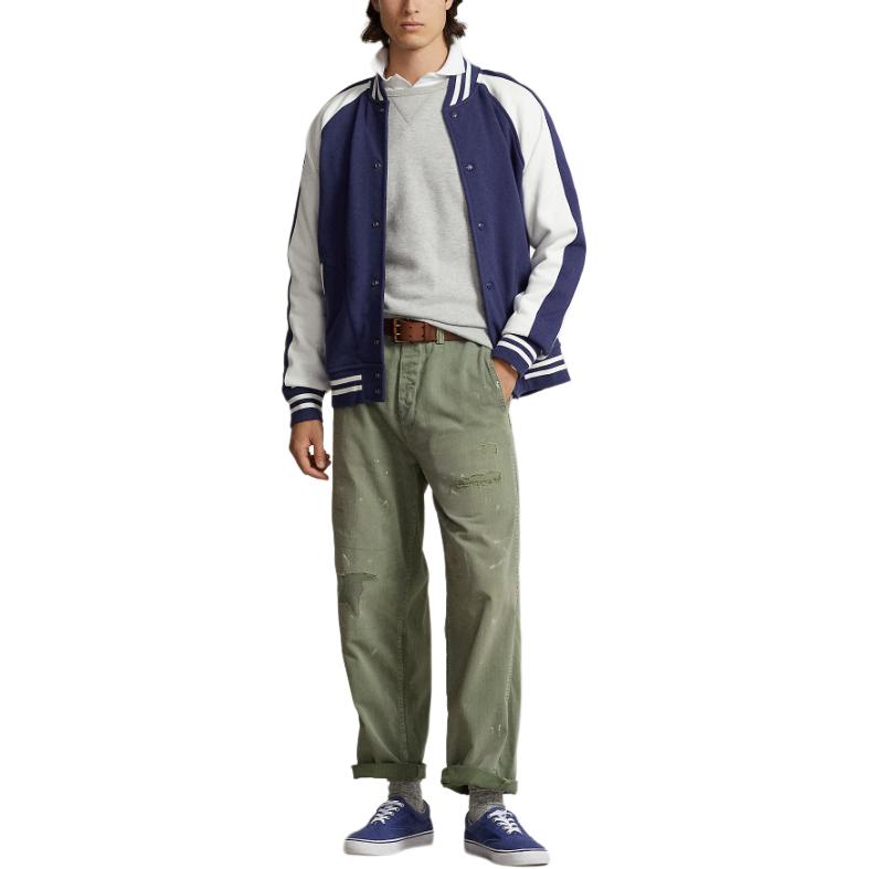 Polo Ralph Lauren Color Block Logo Dragon Embroidery Single Breasted Jacket Men jackets Blue MNPOKNI16823348-400