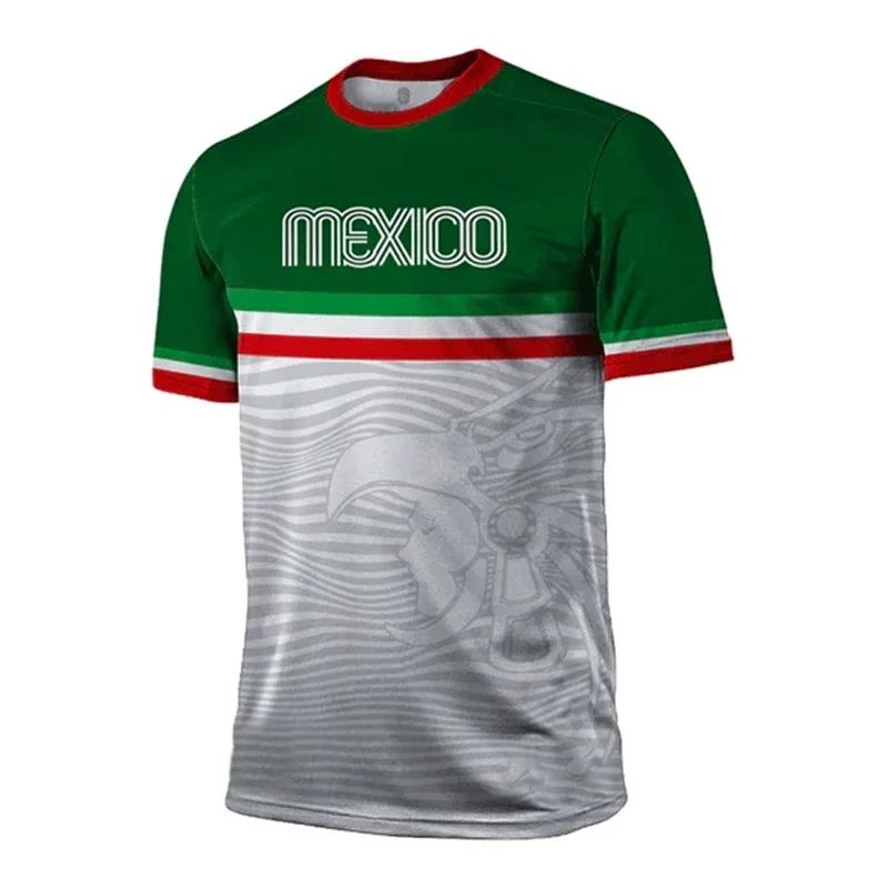 3D Printed Mexican Flag and Emblem Pattern T-shirt Summer Fashion Casual Short Sleeve Top Personalized Trendy O-neck Street Wear