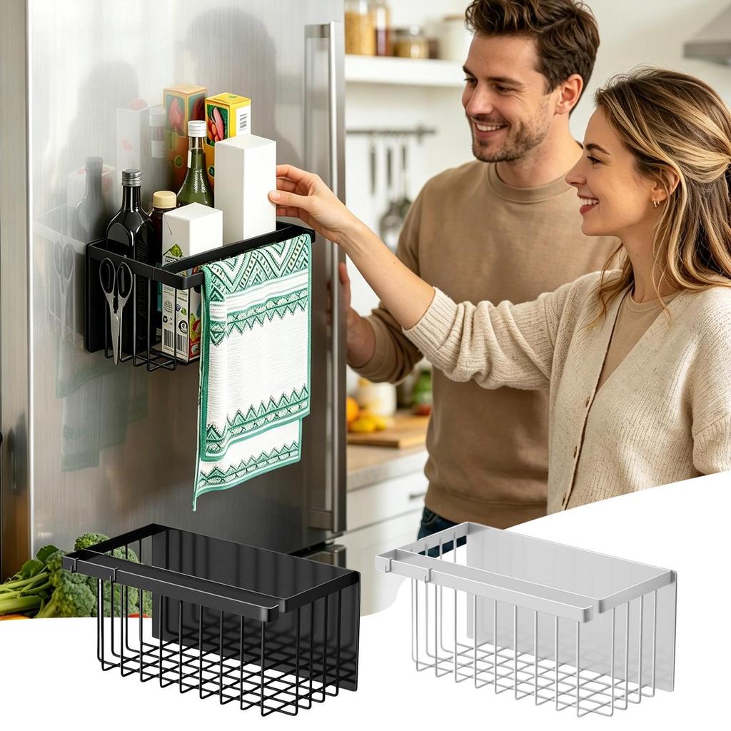 Magnetic Basket for Fridge Refrigerator Side Storage Organizer Laundry Room Dryer Ball Holder for Home Apartment Kitchen Laundry