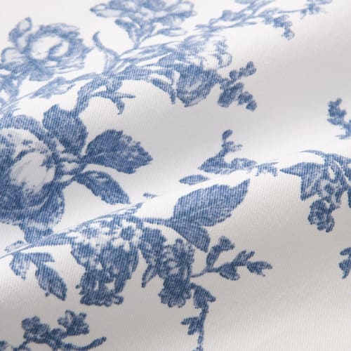 Francfranc Botanical Cotton Full Apron, Blue, 100% Cotton, Floral Print, with Pockets