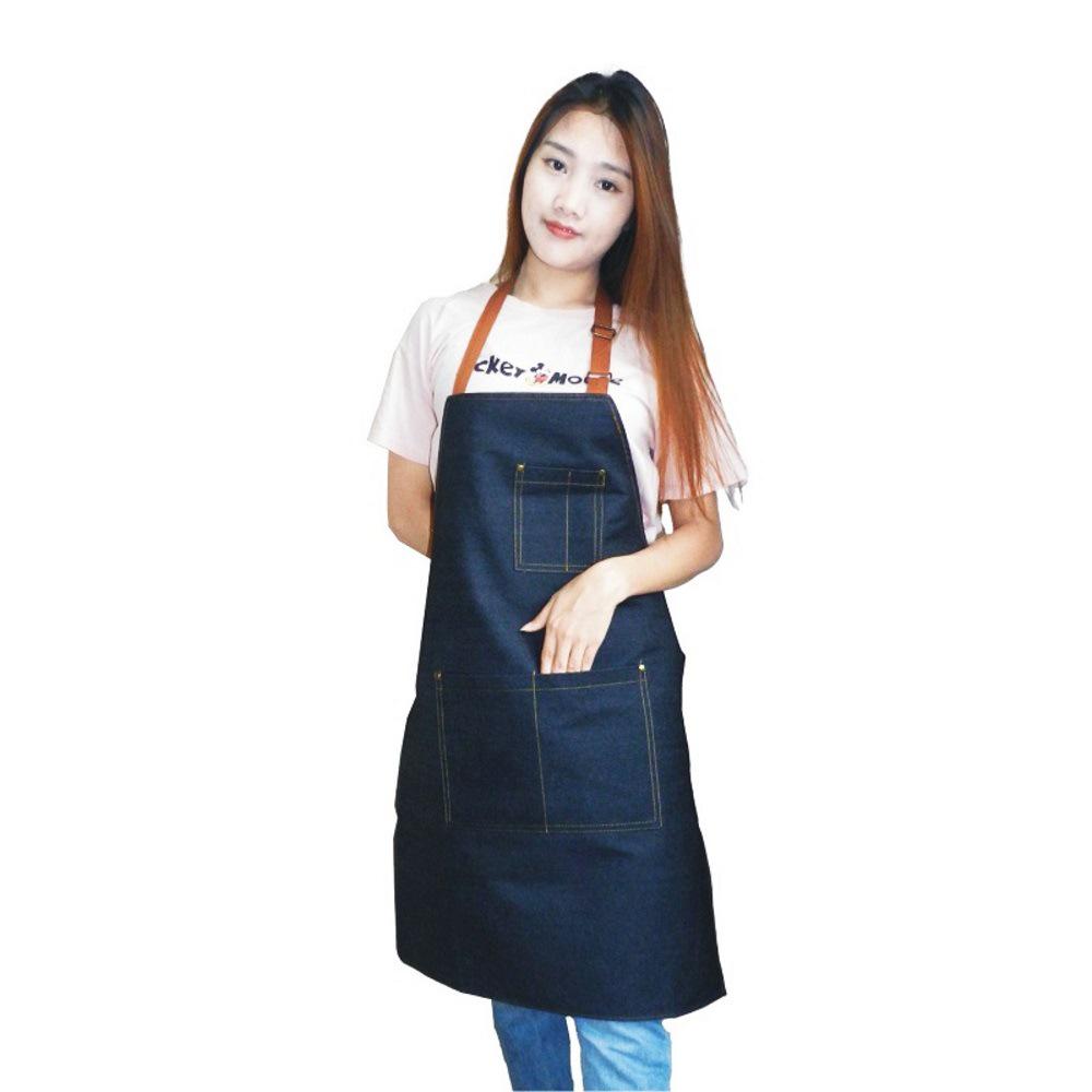 Nordic Style Sleeveless Denim Kitchen and Work Apron with Customizable LOGO