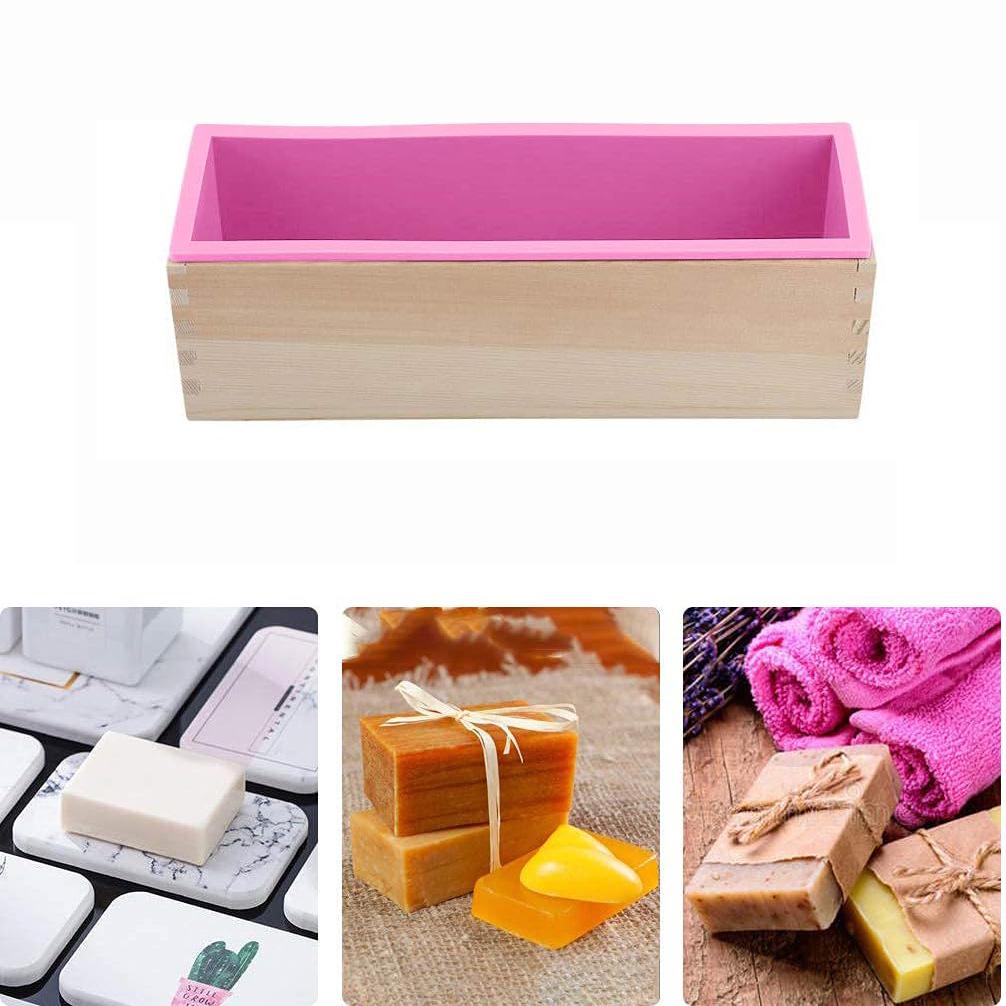 1200ml Silicone Soap Mold with Wooden Box & Cutter - DIY Soap Making Tool Set