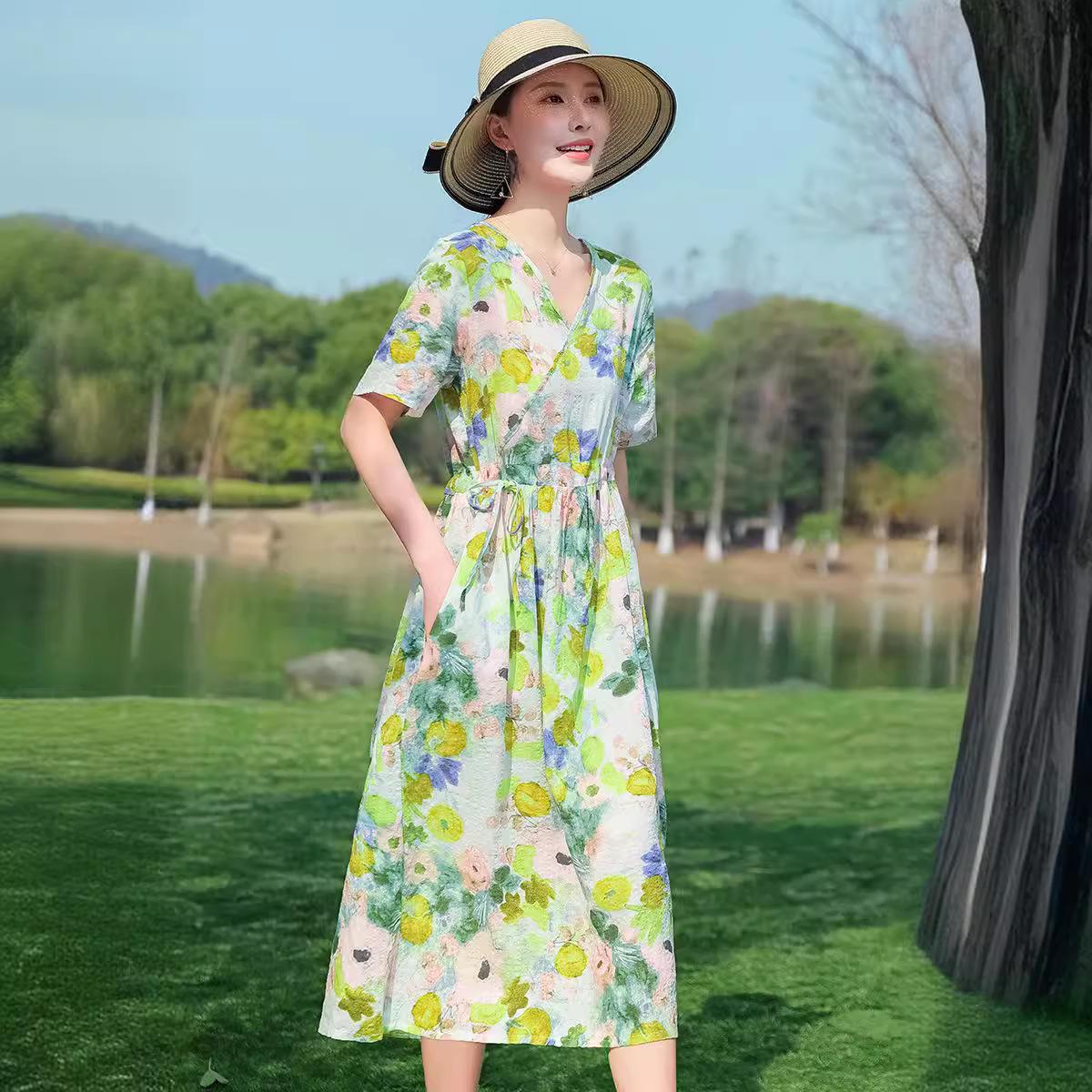 

Women s Retro Plus Size Cotton Floral Long Dress XL