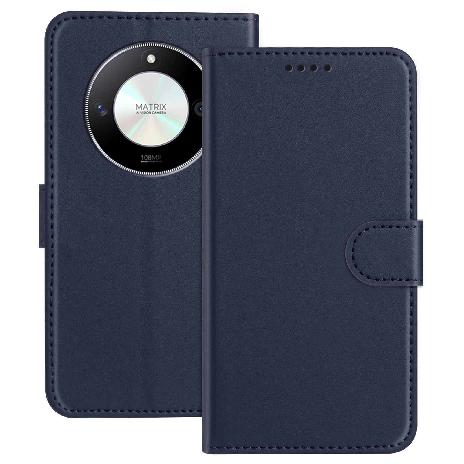 

For Honor Magic6 Lite 5G/Honor X50 5G/Honor X50 GT 5G/Honor X50 Pro 5G/Honor X9b 5G Leather Case Wallet Stand Solid Color Anti Drop Phone Cover Blue