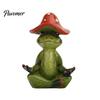 Vielseitige Tischdekorationen Yoga-Pilz Frosch Figur, Kreative Harzstatue, Niedliche Sitzende Tierfiguren Grünes Ornament für Zuhause Büro