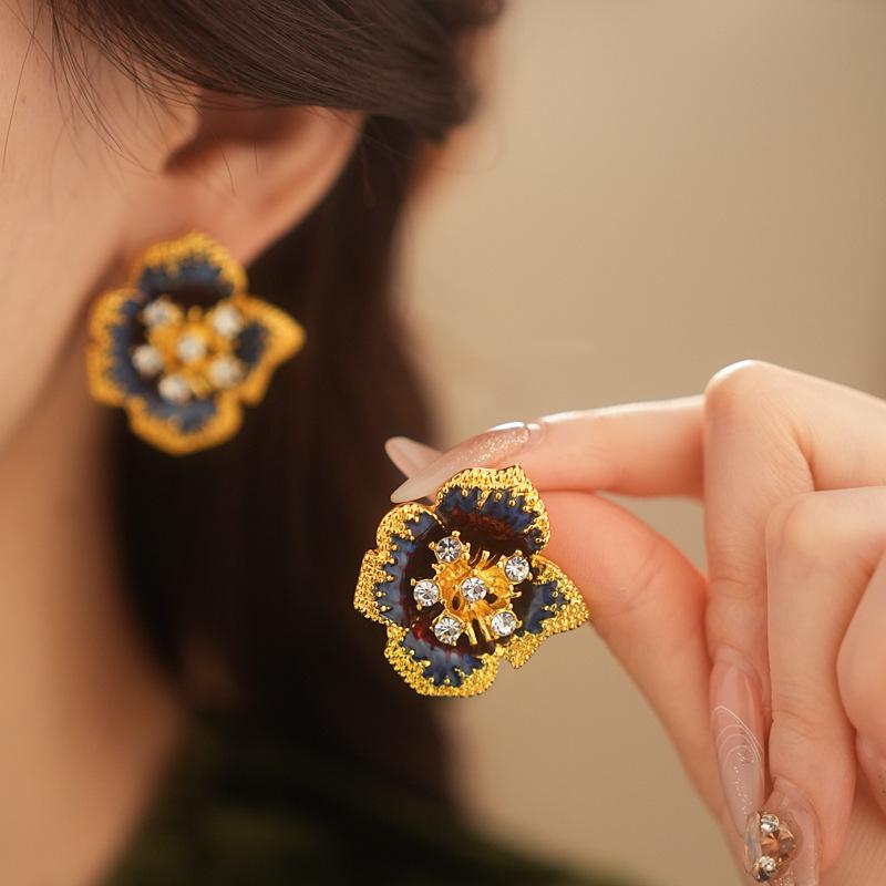 Pendientes de Carrillón de Viento de Perla y Cristal de Aguja Plateada Vintage