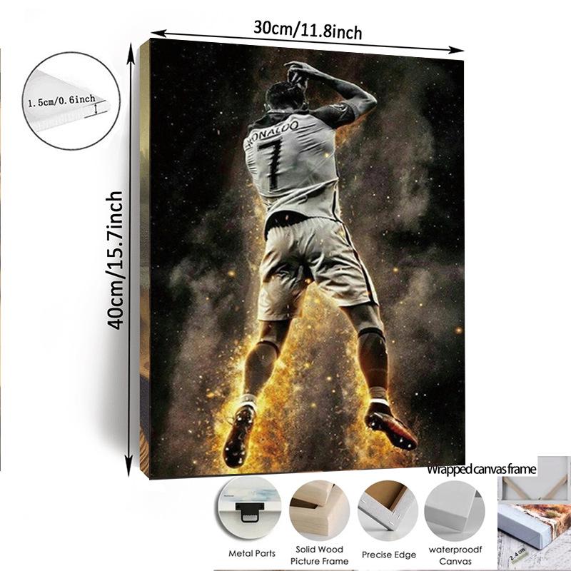 Ronaldo Dynamischer Stil Rahmenloses Motivierendes Fußball Leinwandkunst Poster