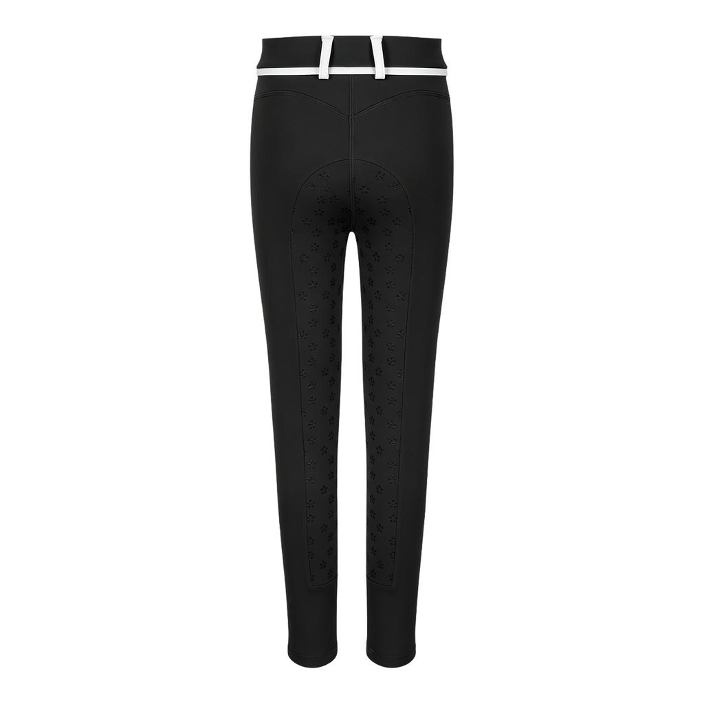 Pantaloni da equitazione antiscivolo a seduta intera per bambine e ragazze, con finiture a contrasto, leggings equestri con tasche e passante per cintura per allenamento e competizione