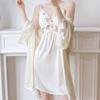 Sexy new pajama long dress, ice silk French embroidery lace strap, padded spaghetti strap nightdress, pure and alluring style loungewear