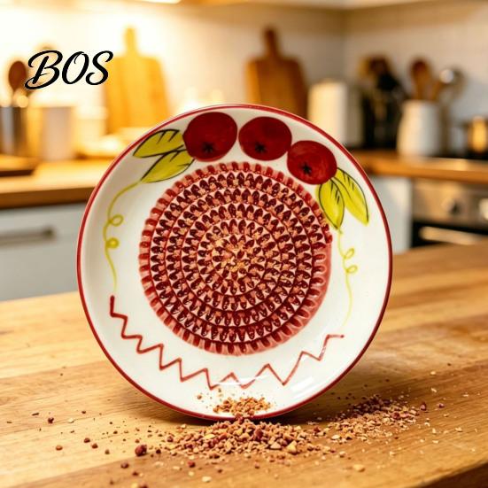 Compact Ceramic Grinding Bowl Garlic Grater Bowl, Multifunctional Ginger Mincer Plate for Food, Spanish Tomato Roaster Dish, Kitchen Tool