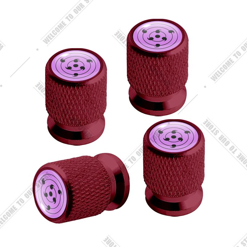 Car CNC Aluminum Sharingan Eye Japanese Anime Emblem For Suzuki Infiniti Toyota Honda 4pcs Tire Valve Air Port Stem Cover Caps