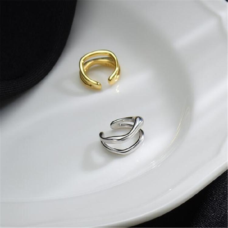 Elegant Irregular Double-Layer Line Ear Clip Comfortable Ear Bone Cuff Unisex Earrings Adornment Unique Christmas Gift