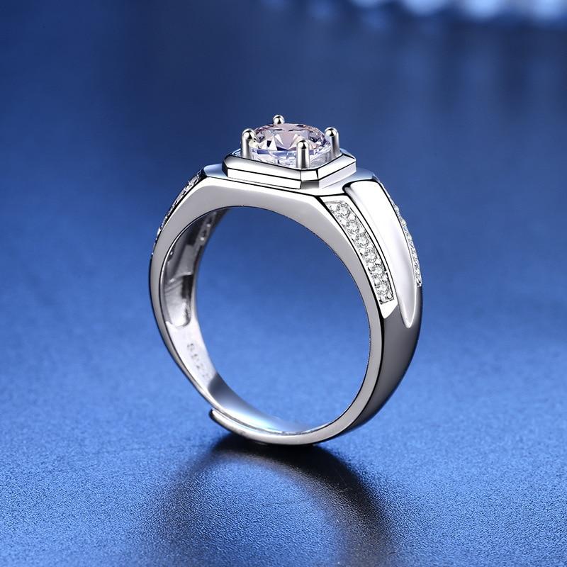 Bague en diamant avec pierres précieuses Moissanite, en argent