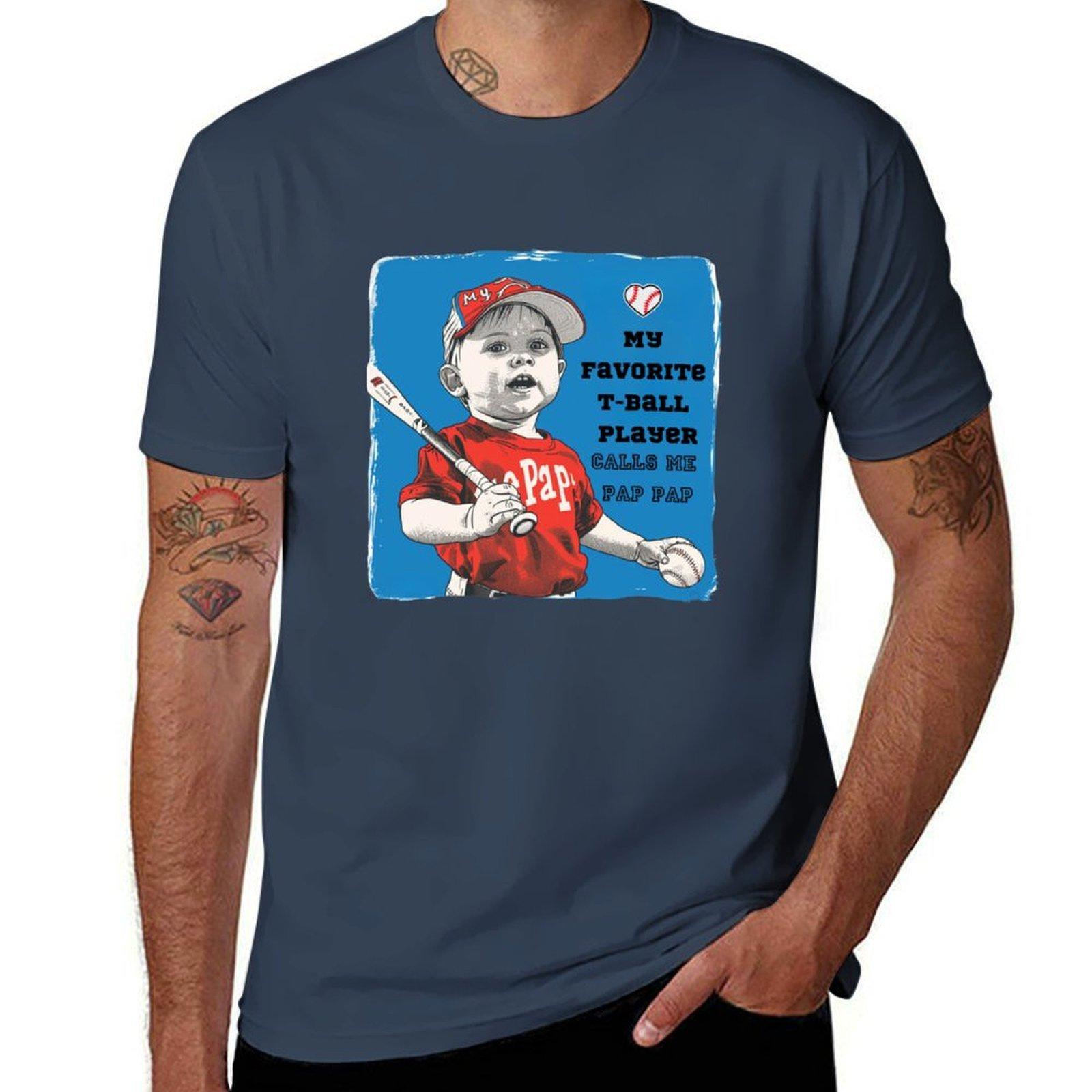 My Favorite TBall Player Calls Me Pap Pap  Gift for Grandpa Shirt Design TShirt Basic Casual Short Sleeve Cotton Shirt S