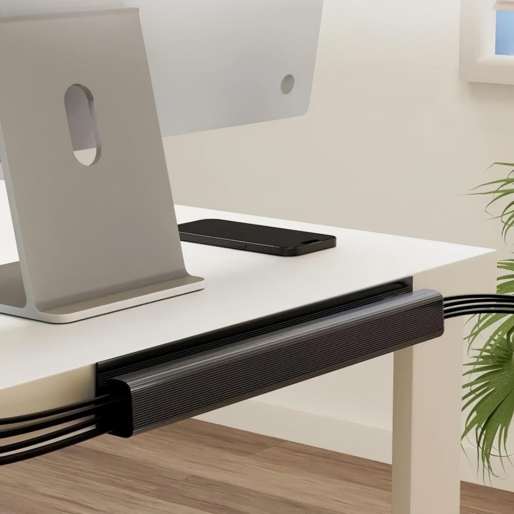 1pc PVC Channel Under Desk Cable Management Tray Organizer Power Cord Wire Hider Strip Protecter No Drilling Cable Raceway