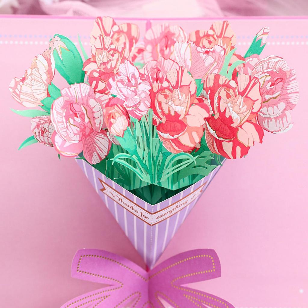 Valentine Cards 3D Romantic Flower Embossed Foil Decorations Flower Greeting Card For Family Friends Wife Mother Sister Holiday