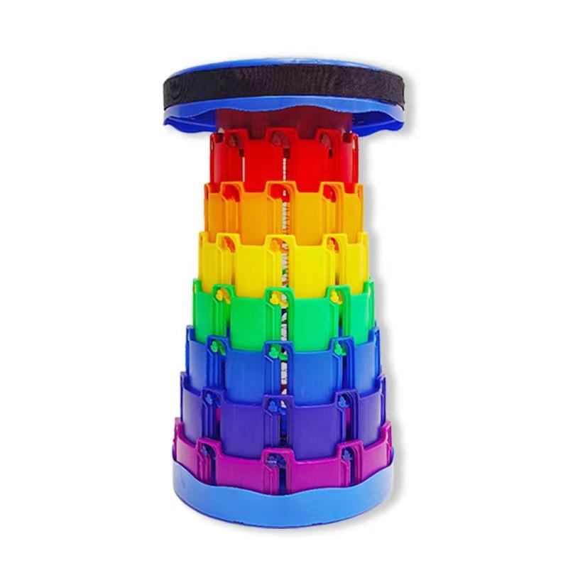 Portable Telescopic Rainbow Folding Stool - Adjustable for Outdoor, Fishing, and Travel.