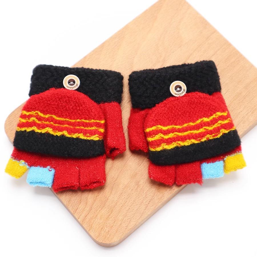 Kids' Winter Fingerless Flip-Top Writing Gloves – Warm Half-Finger Gloves for Boys & Girls