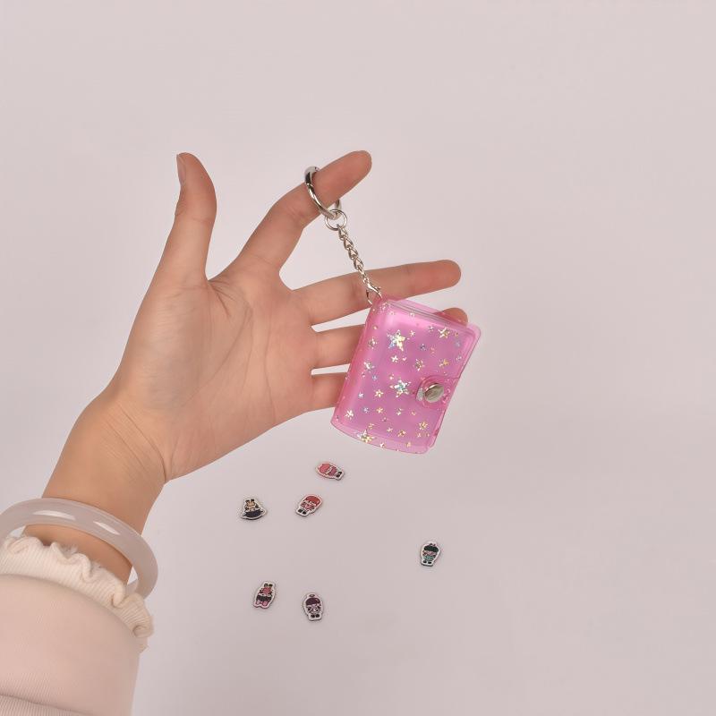 Korean Style Iridescent Laser Mini Card Holder & 1-2 Inch Keychain Photo Album