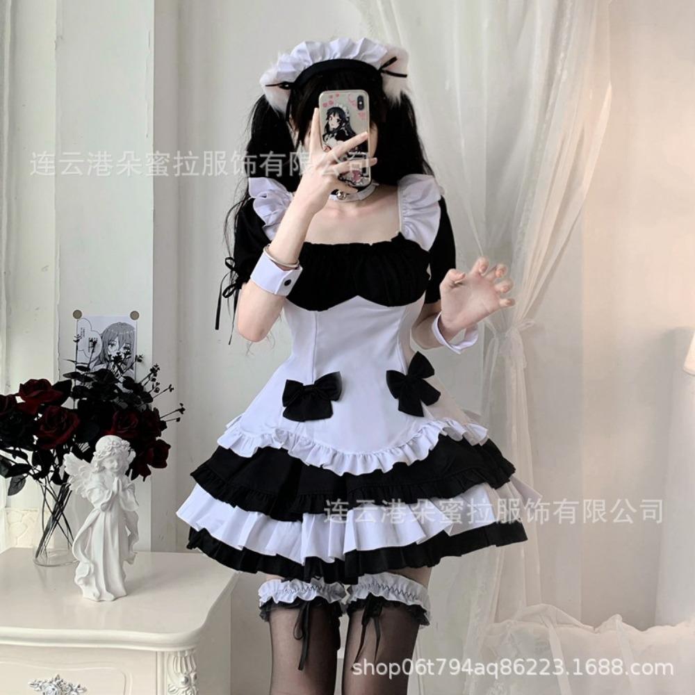 Domila Sexy Dessous Sexy Perspektive Schulter Lolita Pilz Spitze Dienstmädchen Uniform Anzug Verführung