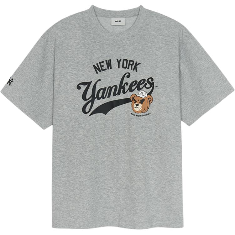 

New MLB Frowning Bear Collection New York Yankees SS25 T Shirt Unisex Standard Heather Gray 3ATSE0253-50MGS S