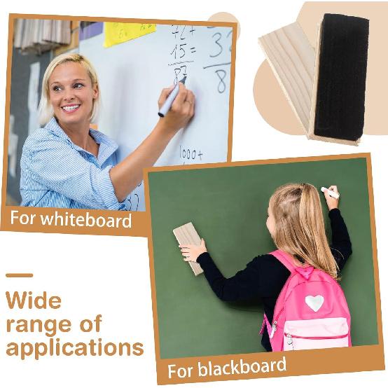 Felt Campus Style Erasers, Cleaner Dusters Felt Chalkboard Eraser for Kids Wood Chalk Eraser for Chalkboard Cleaners Dusters for Markers White Black